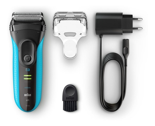 Barbeador elétrico de barba Braun Series 3, 3040 preto/azul