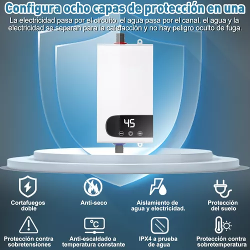 Calentador de Agua Eléctrico Instantáneo para Ducha Pantalla LED 3500W