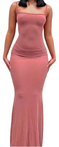 Vestido Largo Mujer Rosa Sexy Sensual Casual Fiesta Comodo