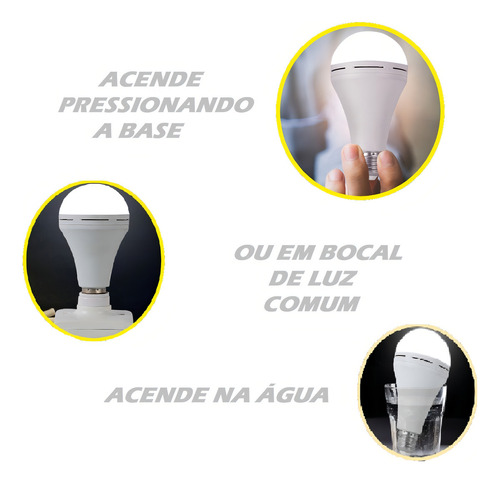 2 Pcs Luz Led Emergência Indução/botão/bocal Recarregável Cor Da Luz Branco-frio