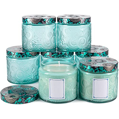 Contenedor De Velas De Vidrio Estampado De 10 Oz Tapa D...