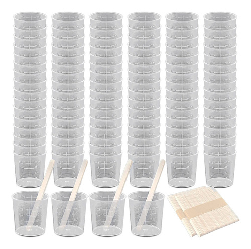 Package With 100 Graduated Plastic Cups Of 60 Ml/2 Ounces,