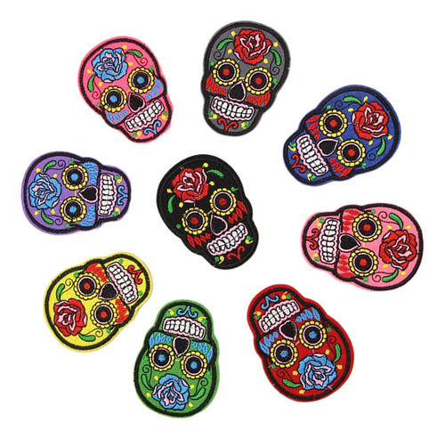 Imagen 5 de 6 de 8pcs Patrón Calavera Parche Tela Ropa Apliques Bordado,
