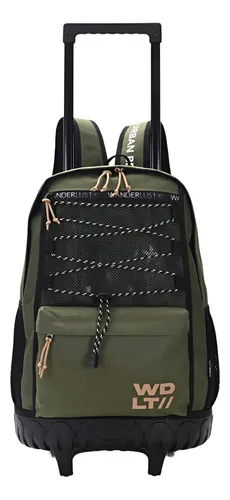 comprar Mochila Con Carro 18 Reforzada Para Colegio Escolar Skora Color Unico Diseño De La Tela Verde Con Base