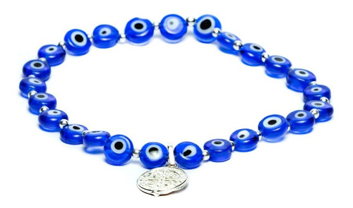 Pulsera Protección Ojo Turco Azul, San Benito Ycuentas Plata