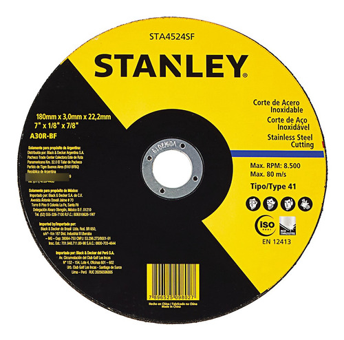 Disco Abrasivo Corte Inox 7 Polegadas Stanley - Sta4524sf
