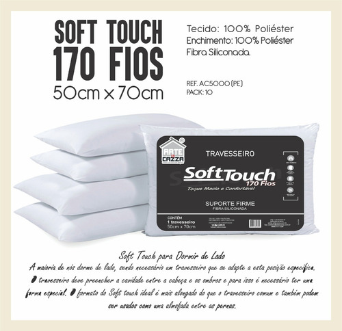 Imagem 2 de 2 de Travesseiro Soft Touch 170 Fios - 50x70 Arte E Cazza