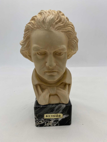 Escultura Beethoven Base Mármol Rostro Resina Firmada