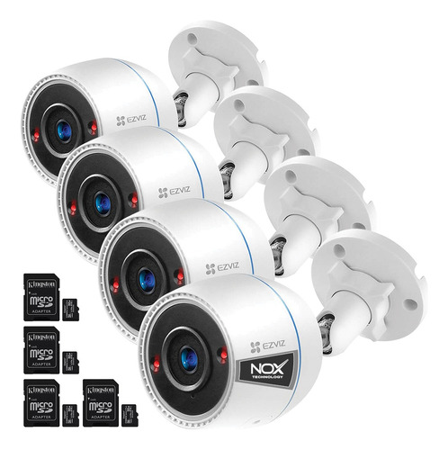 Combo X 4 Camara De Seguridad Wifi Ezviz H3c 1080p  Sd 32gb