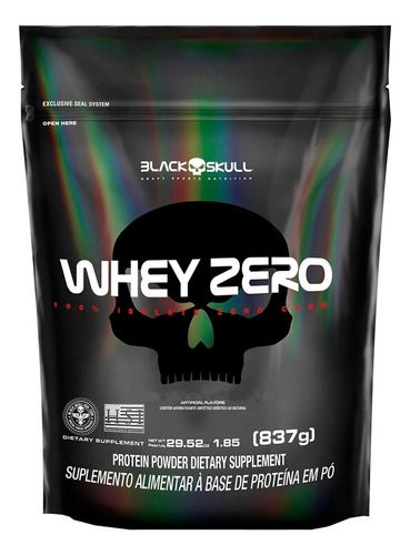 Whey Zero 837g Refil Black Skull - Proteína Isolada Sabor Cookies & Cream