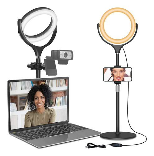 Luz De Anillo Para Selfie Led Con Soporte, Rotación De 360.