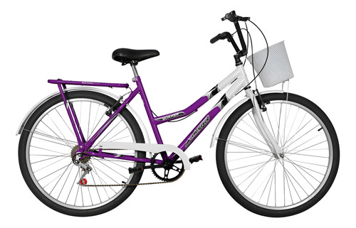 Bicicleta Aro 26 Com Cesto Summer Bicolor Com 6 Marchas + Nf