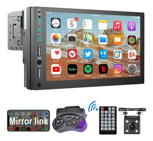 Central Multimídia 1 Din E 2 Din Mp5 Bt Universal Espelha Camera Hd Touch 7pol + Camera Kit Multimidia