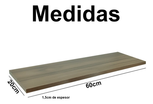 Imagen 3 de 6 de Estante Repisa Flotante Invisible 60x20x1,5cm Nogal Nakan