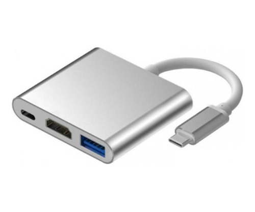 Hub Adaptador Usb 3.0 Tipo C A 3 En 1 Hdmi Carga Pd