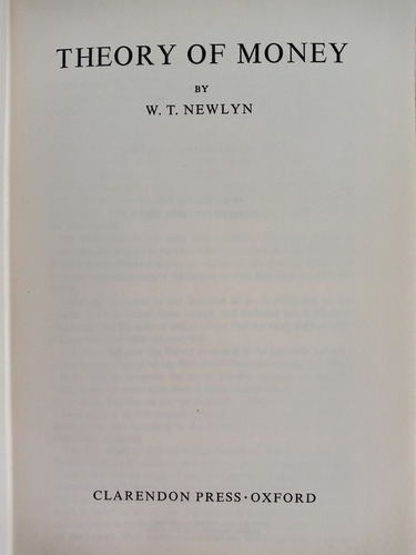 Libro Theory Of Money W.t. Newlyn 127b7