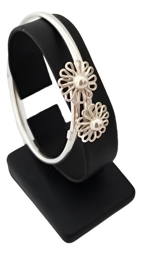 Pulsera Brazalete Para Mujer Joya Flor Plata 950