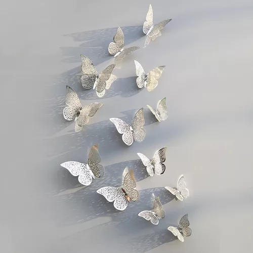Mariposas Decorativas Grandes X 12 Metalizada