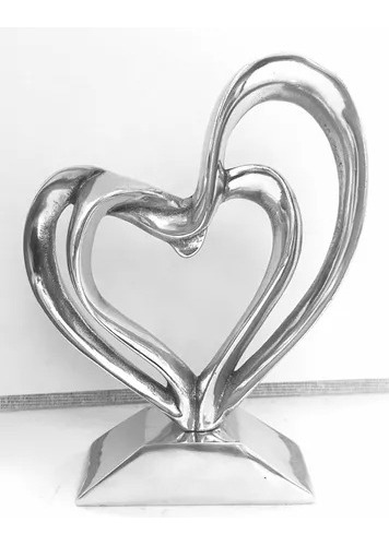 Adorno Hogar U Oficina 2 Corazones 21x16 Cm Pewter