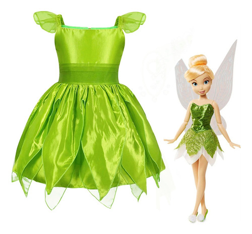 1 Vestido Tinker Bell For Niñas, Disfraz De Hada Elfa, Fiesta