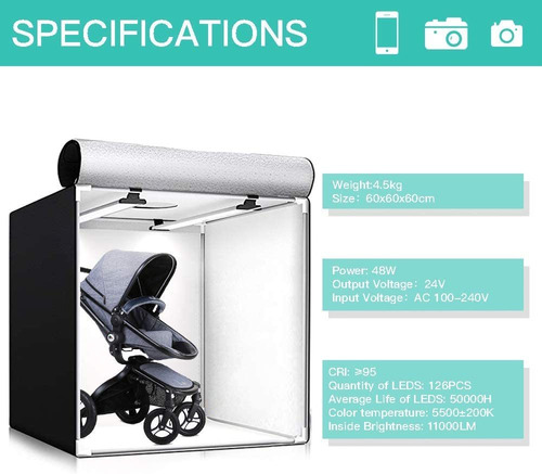 Imagen 5 de 8 de Travor - Caja De Luz Para Estudio Fotografico (24 X 24 Pulga