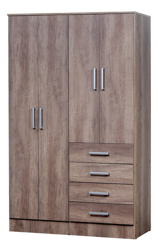 Placard Ropero Dormitorio Melamina 4ptas 4caj Organizador+++ Color Nebraska Gris