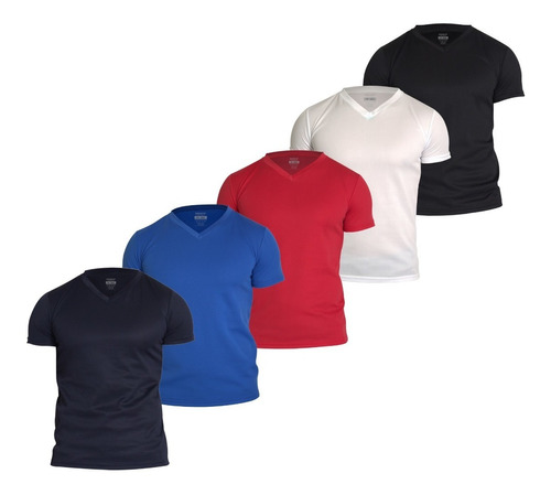 5 Playeras Deportivas Hombre Gym Colores Tela Fresca Comoda