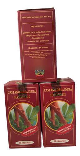 Castaño De India + Hamamelis 180cápsul 3x60. Varices Ulceras