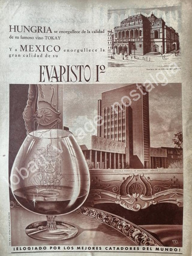 Cartel Retro Brandy Evaristo Y Escuela Normal Superior 1958