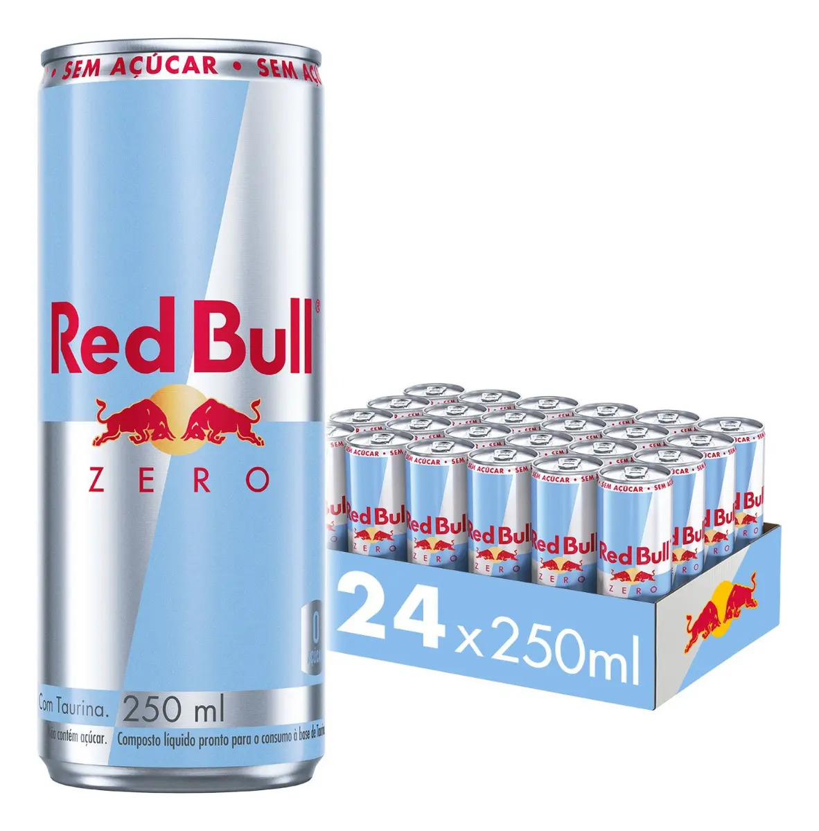 Red Bull Energético, Zero, Sem Açúcar, 250ml, 24 latas