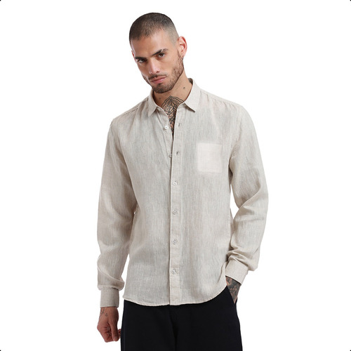 Camisa Hombre Casual Camisas Manga Corta De Lino