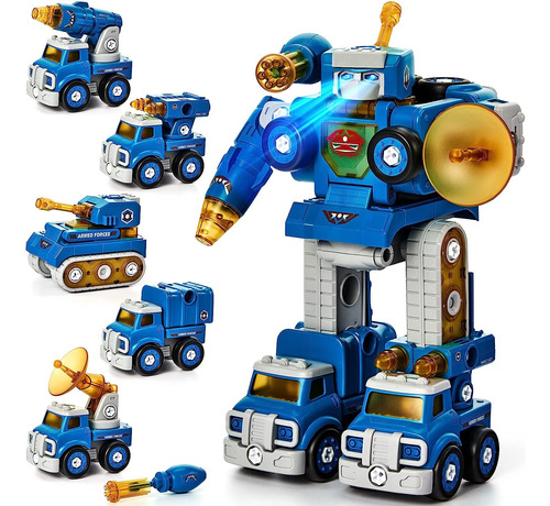 Robot Transformable 5 En 1, Camiones Que Se Convierten Robot