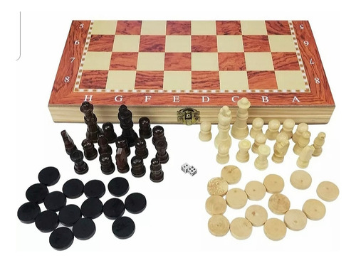 Ajedrez De Madera 3 Juegos En 1 De 29x29 Cm. Poco Uso. (Usado)