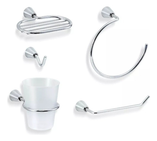 Kit De Accesorios Baño 5 Piezas Cromo Metalico