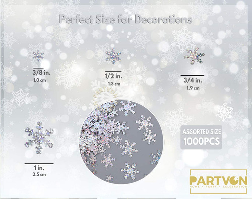 Confeti De Navidad Copos De Nieve Plateados 1500 Unidades