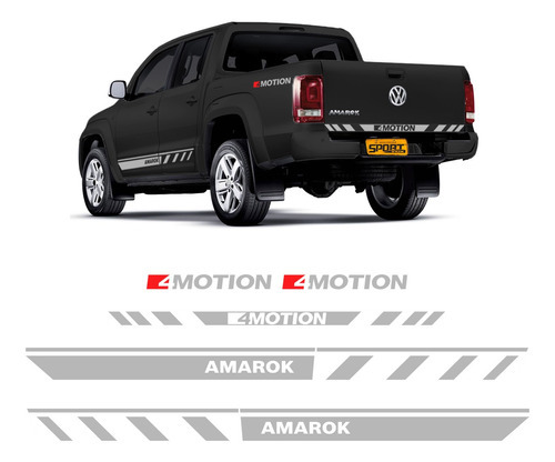 Emblema Adesivo Amarok 4motion Cinza Lateral Traseira