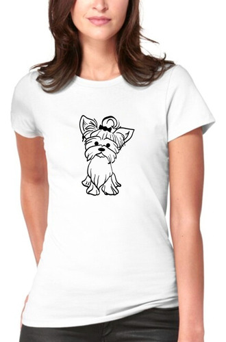 Polera Estampado Perro Yorkshire Terrier Hembra Moda Mujer