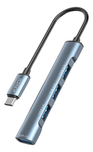 Hub Usb Kaidi 3.0 Switch Adaptador Extensor Régua 4 Portas Cor Cinza-escuro