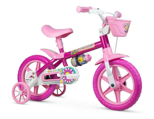 Bicicleta Infantil Nathor Flower Aro 12 Com Cestinha