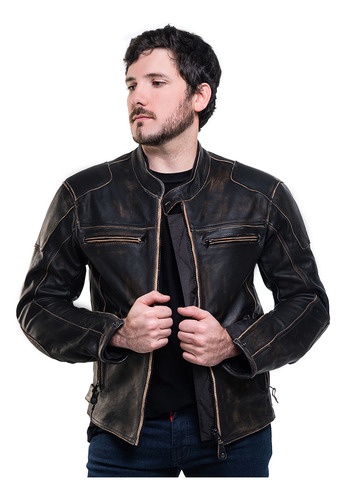 Imagen 1 de 10 de Campera Cuero Moto Stav Style 2 Protection Shock Control