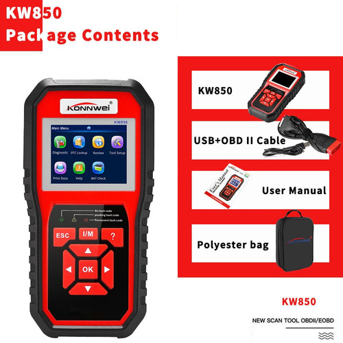 Konnwei Obdii Escáner Lector De Código (kw850) Profesional O