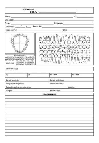 03 Blocos Ficha Anamnese Consultório Dentista Odontológico