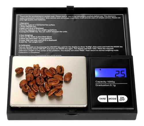 Escala Digital Báscula 1000g/0.1g Alta Precisión Oro Portáti