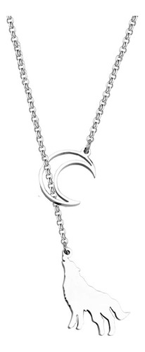 Lua Crescente Lobo Lariat Y Colar Lobo Uivando Para A Lua C