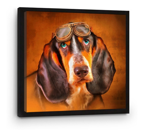 Cuadro Moderno Enmarcado Ingles Perro Al Oleo 70x70cm