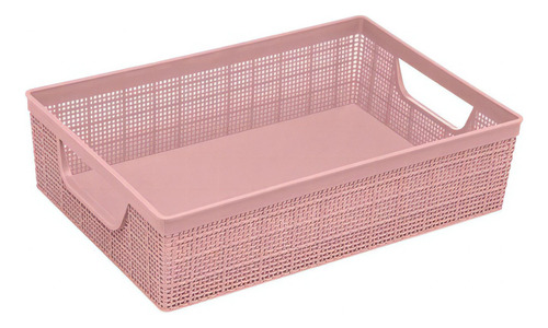 Cesto Organizador Juta A5 2 Litros Rosa 24x16,5x6,5 Cor Rose