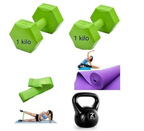 Set Kit Ejercicio Entrenamiento Mancuernas Pesa Rusa 2 Kilos