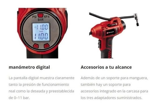Imagen 10 de 11 de Compresor Manual Inalambrico Einhell Ce-cc 18 Li Solo