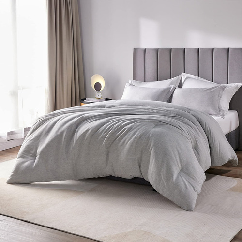 Cozylux Cama Queen Size Edredon Juego 3 Pz Gris Suave Grey Solido