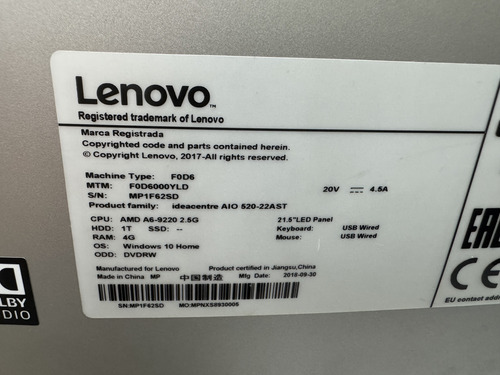 Lenovo Aio Ideacentre 52022ast (Usado)